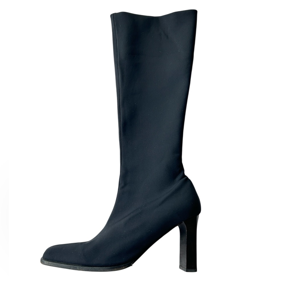 Made in Italy Black Knee-High Leather Sole Sock Boots
